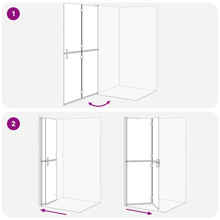 Perete de duș Walk-In Negru 110 x 6,5 x 190 cm - WALTI WALTI