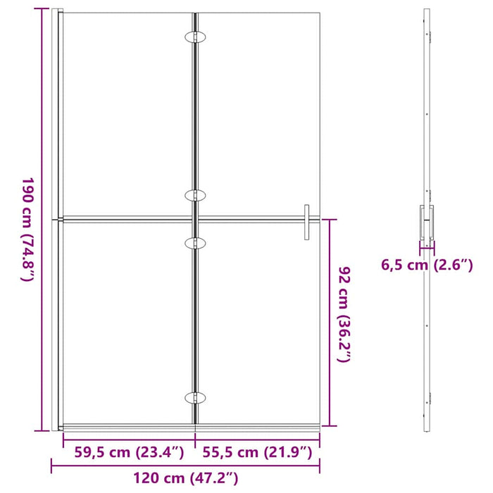 Perete de duș Walk-in Negru și transparent închis 120 x 190 cm - WALTI WALTI