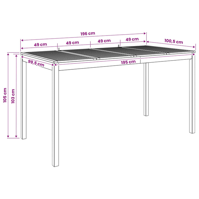 Masă de Bar în Grădină natural 196 x 100 x 105 cm WALTI
