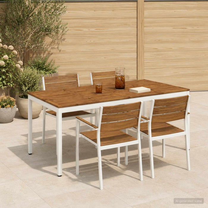 Masă de cină pentru grădină Natural și Alb 196 x 100,5 x 75 cm WALTI