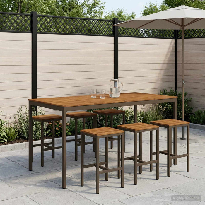 Masă de Bar în Grădină Natural și Cafea 196 x 100,5 x 105 cm WALTI