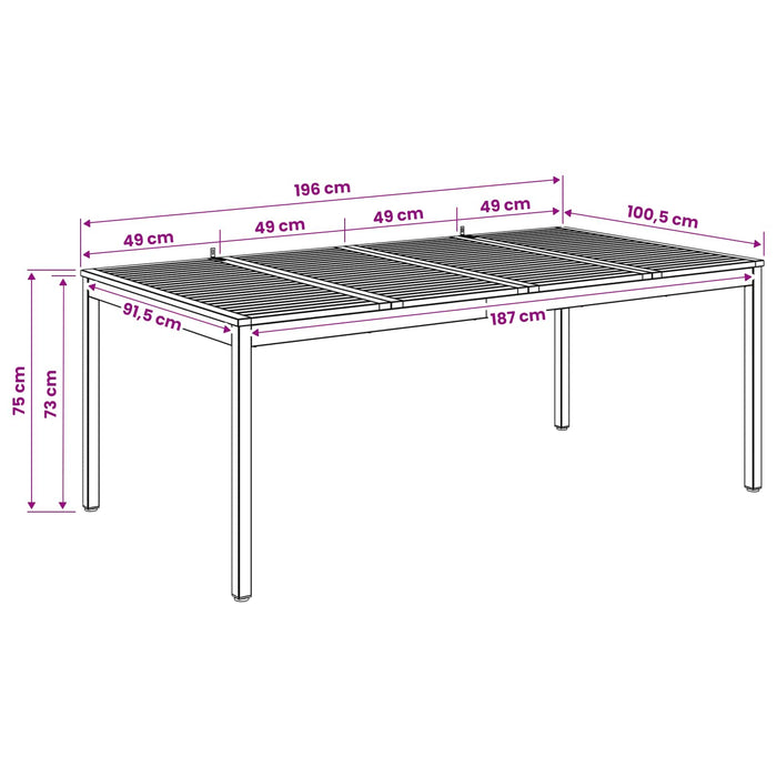 Masă de cină pentru grădină Alb 196 x 100,5 x 75 cm WALTI