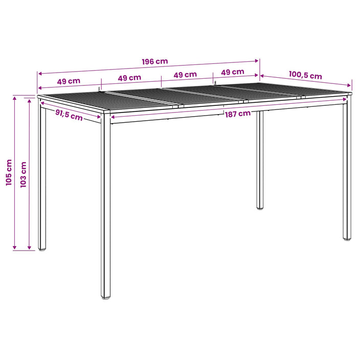 Masă de Bar în Grădină Alb 196 x 100,5 x 105 cm WALTI