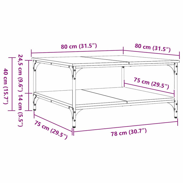 Masă de cafea Stejar negru 80 x 80 x 40 cm Lemn compozit - WALTI WALTI