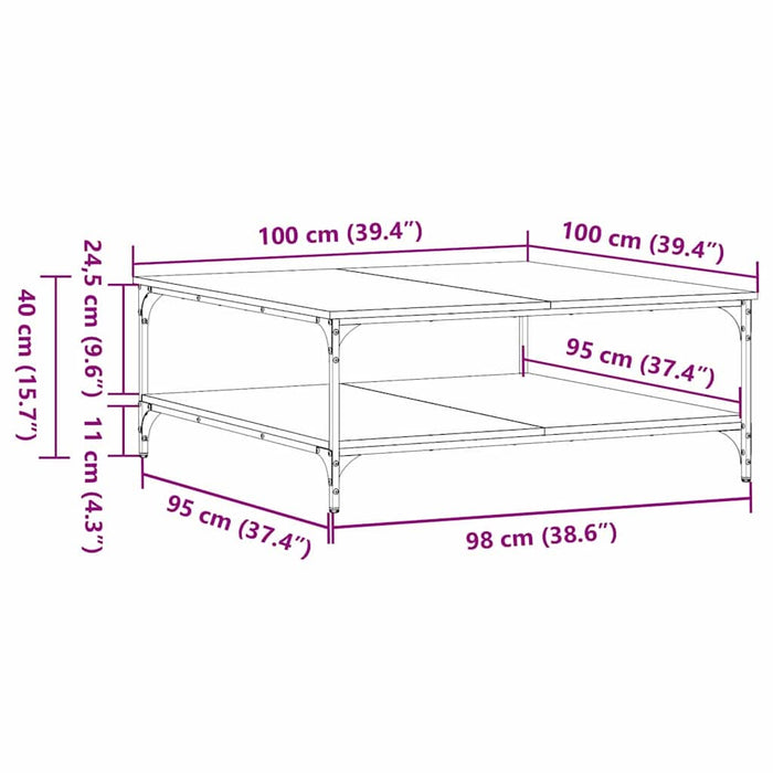 Masă de cafea Stejar negru 100 x 100 x 40 cm Lemn compozit - WALTI WALTI