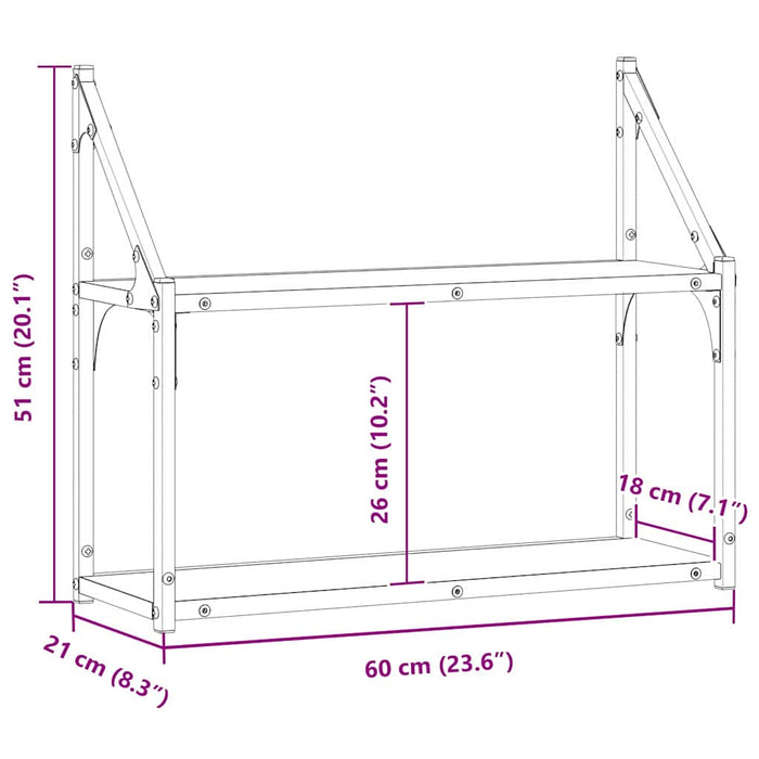 Raft de perete cu raft Lemn vechi 60 x 21 x 51 cm Lemn compozit - WALTI WALTI