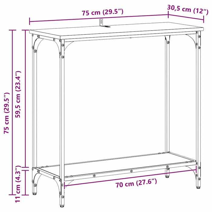 Masă de consolă cu raft stejar artizanal 75 x 30.5 x 75 cm - WALTI WALTI