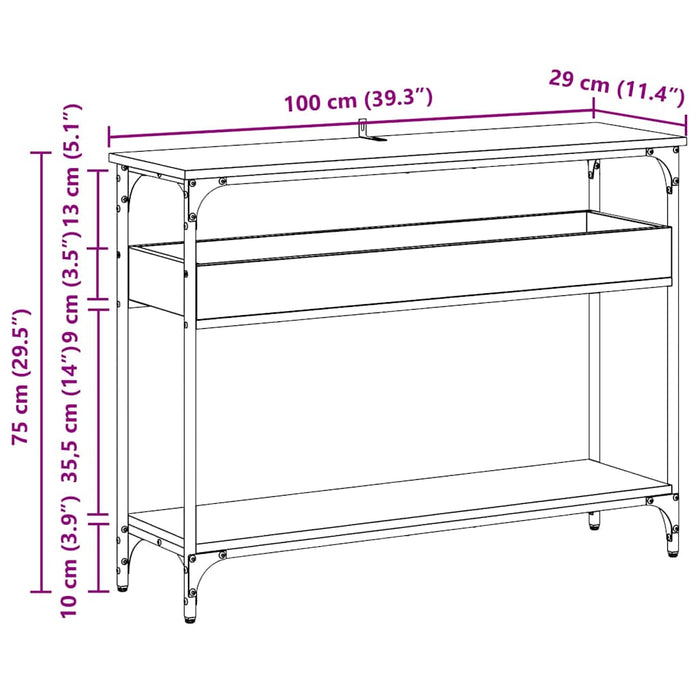 Masă de consolă Lemn vechi 100 x 29 x 75 cm Lemn compozit - WALTI WALTI