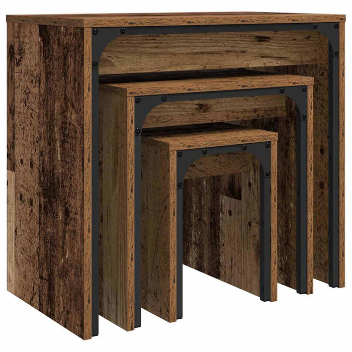 Masă de Cafea cu Tăvi Lăsate 3 pcs Lemn vechi 60 x 35 x 56 cm - WALTI WALTI