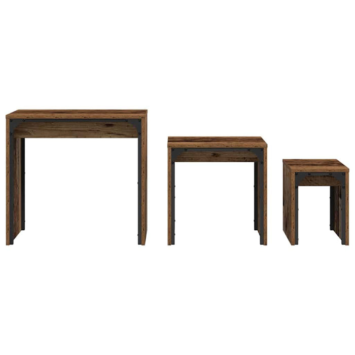 Masă de Cafea cu Tăvi Lăsate 3 pcs Lemn vechi 60 x 35 x 56 cm - WALTI WALTI