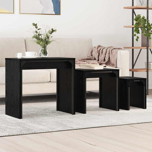 Masă de Cafea cu Tăvi Lăsate 3 pcs Stejar negru 60 x 35 x 56 cm - WALTI WALTI