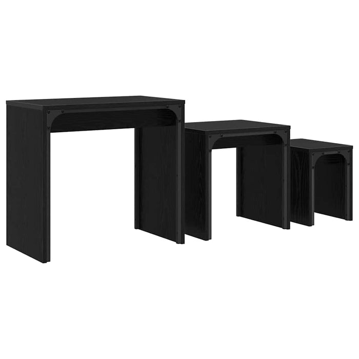 Masă de Cafea cu Tăvi Lăsate 3 pcs Stejar negru 60 x 35 x 56 cm - WALTI WALTI