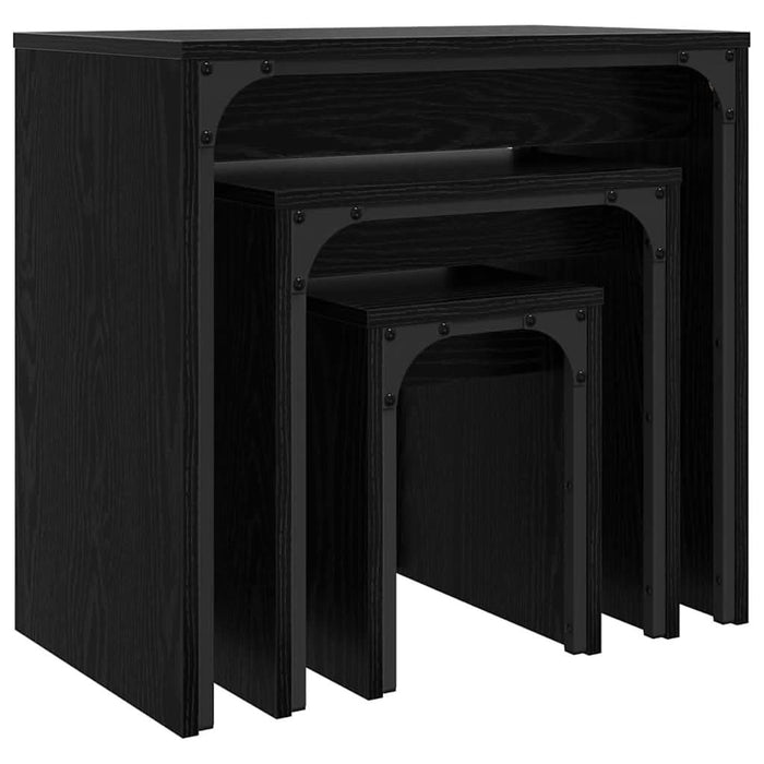 Masă de Cafea cu Tăvi Lăsate 3 pcs Stejar negru 60 x 35 x 56 cm - WALTI WALTI