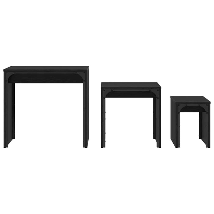 Masă de Cafea cu Tăvi Lăsate 3 pcs Stejar negru 60 x 35 x 56 cm - WALTI WALTI