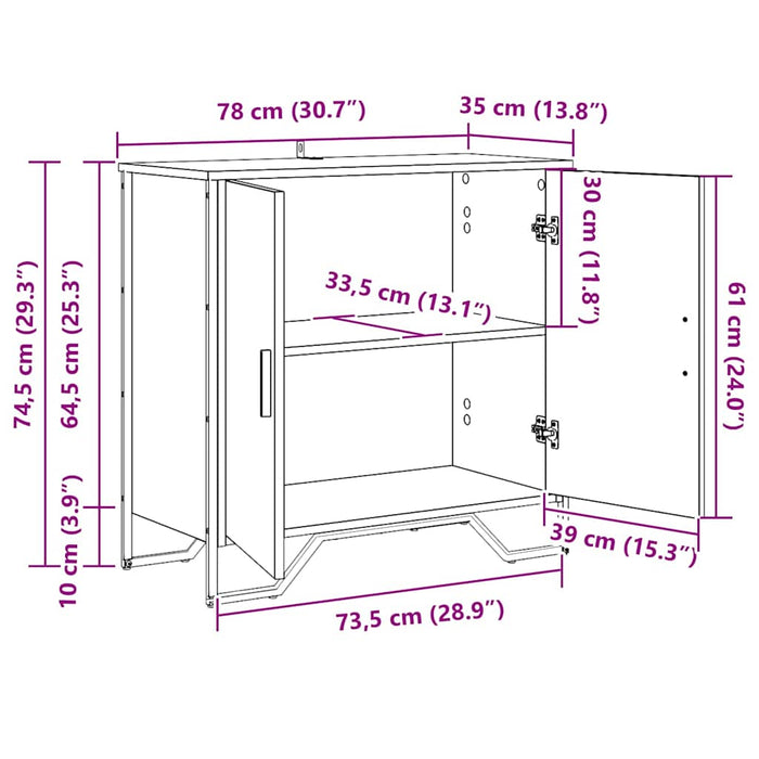 Bufet Negru 78 x 35.5 x 74.5 cm Lemn compozit - WALTI WALTI