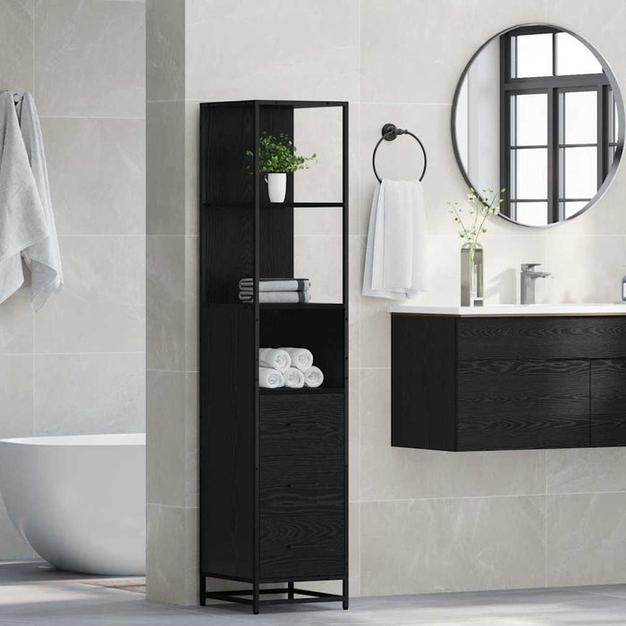 Dulap de Baie cu sertar cu raft Stejar negru 35 x 37.5 x 166 cm - WALTI WALTI