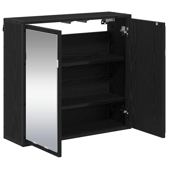 Raft de perete cu raft Pe perete Stejar Negru 65 x 20 x 60 cm - WALTI WALTI