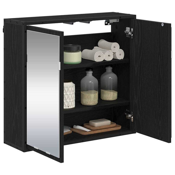 Raft de perete cu raft Pe perete Stejar Negru 65 x 20 x 60 cm - WALTI WALTI