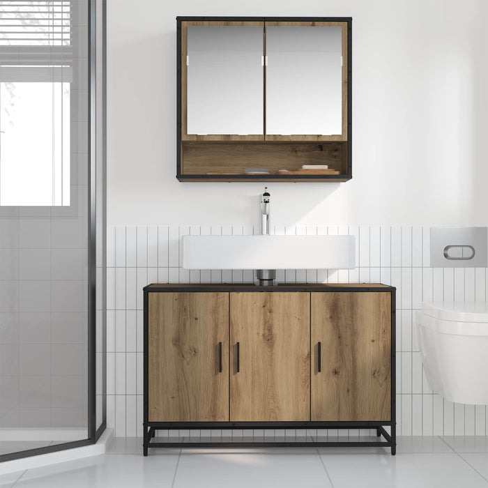 Dulap de Baie Stejar Artizanal 90 x 33 x 60 cm Lemn compozit WALTI