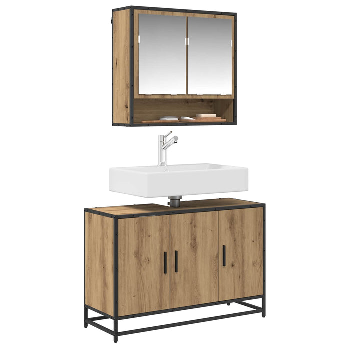 Dulap de Baie Stejar Artizanal 90 x 33 x 60 cm Lemn compozit WALTI