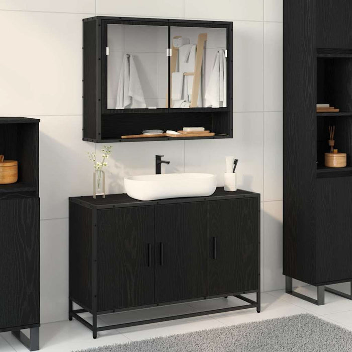 Dulap pentru Chiuveta de Baie Stejar negru 90 x 33 x 60 cm - WALTI WALTI