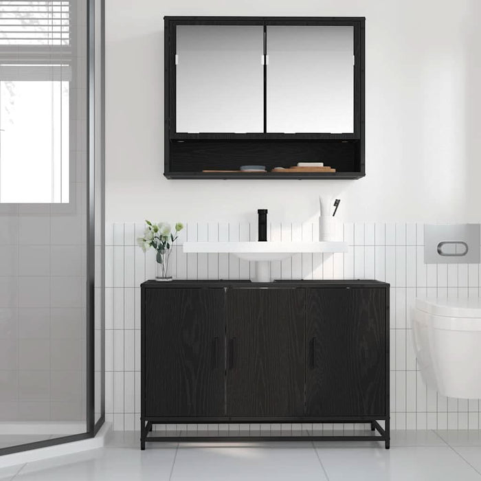 Dulap pentru Chiuveta de Baie Stejar negru 90 x 33 x 60 cm - WALTI WALTI