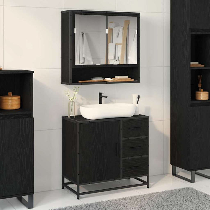 Dulap pentru Chiuveta de Baie Stejar negru 65 x 33 x 60 cm - WALTI WALTI