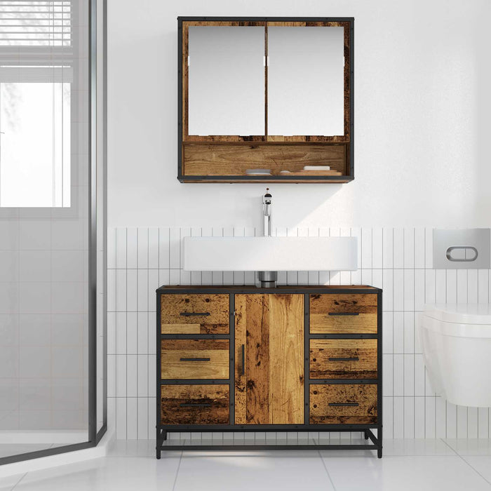Dulap de Baie cu ușă Lemn Vechi 80 x 33 x 60 cm Lemn compozit - WALTI WALTI