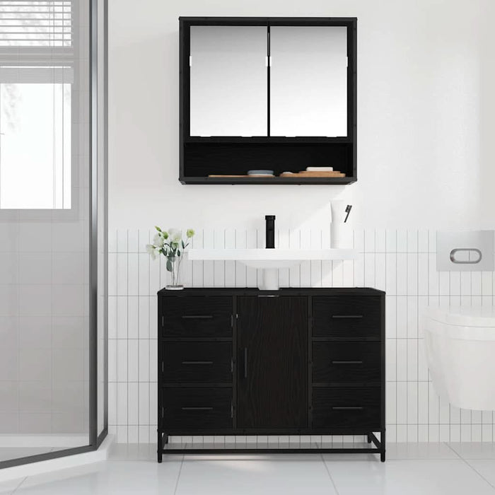 Dulap pentru Chiuveta de Baie Stejar negru 80 x 33 x 60 cm - WALTI WALTI