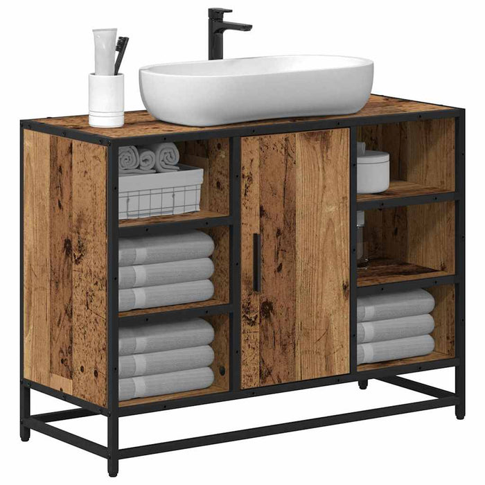 Dulap pentru Chiuveta de Baie cu ușă Lemn vechi 80 x 33 x 60 cm - WALTI WALTI