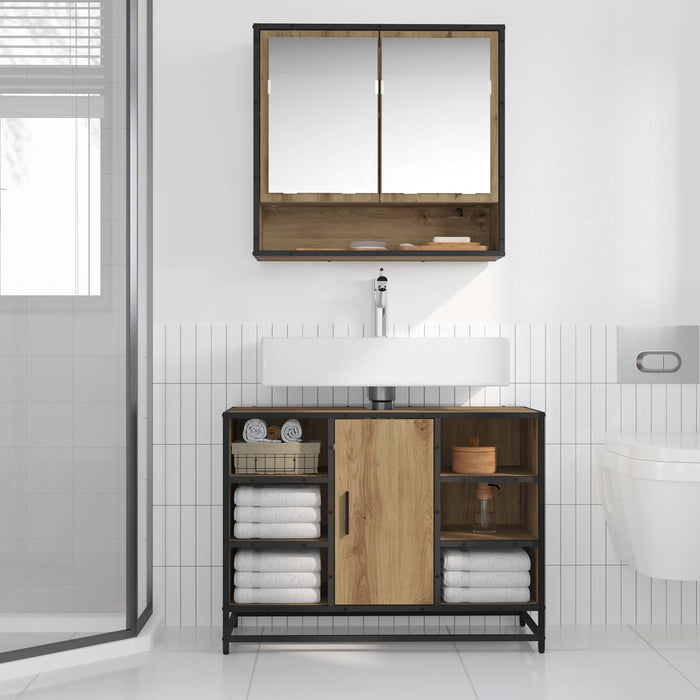 Dulap de Baie Stejar Artizanal 80 x 33 x 60 cm Lemn compozit - WALTI WALTI