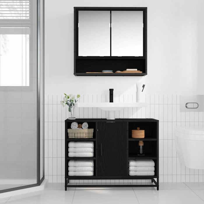 Dulap pentru Chiuveta de Baie Stejar negru 80 x 33 x 60 cm - WALTI WALTI