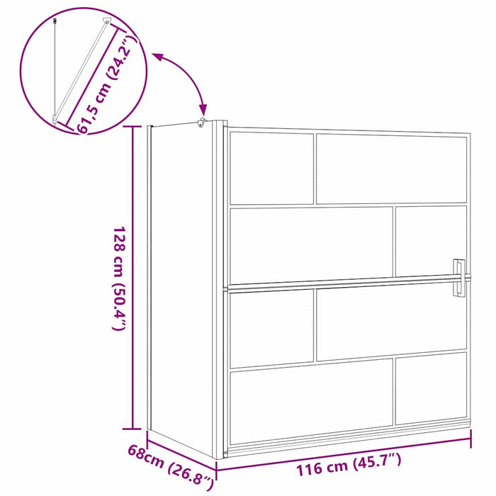 Ecran de baie pentru duș Manual 116 x 67 x 129.5 cm - WALTI WALTI