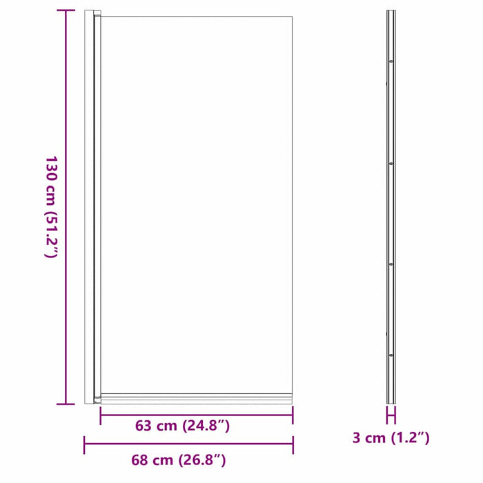 Ecran de baie pentru duș Negru 68 x 130 cm Sticlă întărită - WALTI WALTI