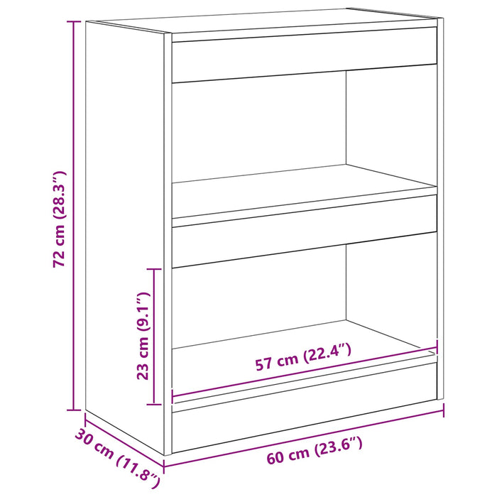 Dulap pentru cărți Stejar Negru 60 x 30 x 72 cm Lemn compozit - WALTI WALTI