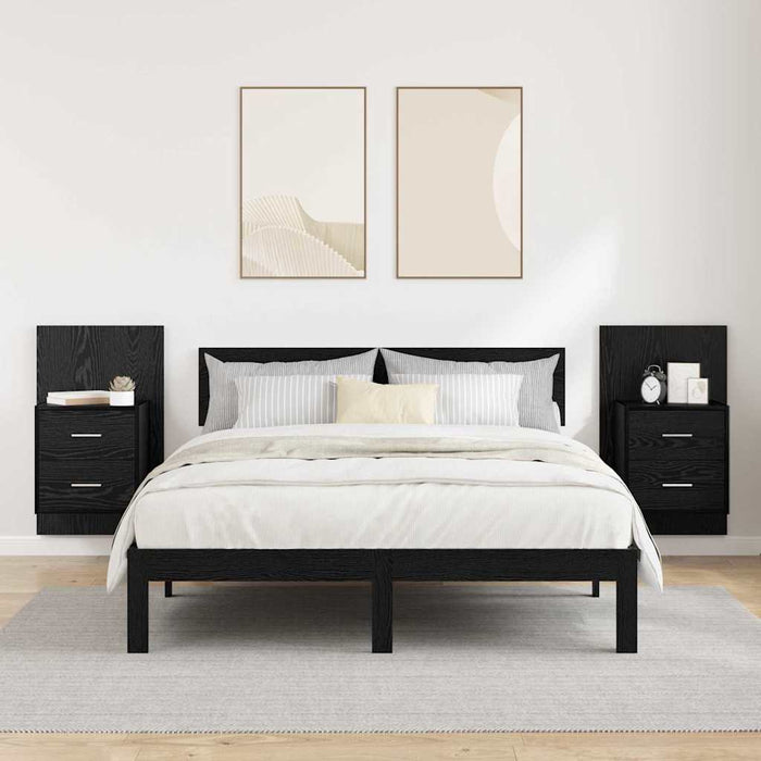 Noptieră suspendată 2 pcs Stejar Negru 48,5 x 32,5 x 80 cm - WALTI WALTI