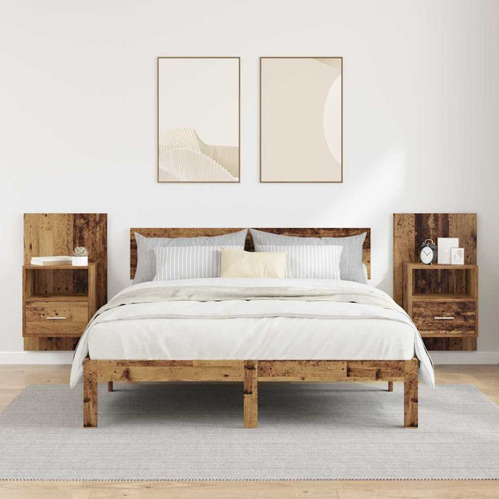 Dulap de noapte 2 pcs Lemn vechi 50 x 32.5 x 80cm Lemn compozit - WALTI WALTI