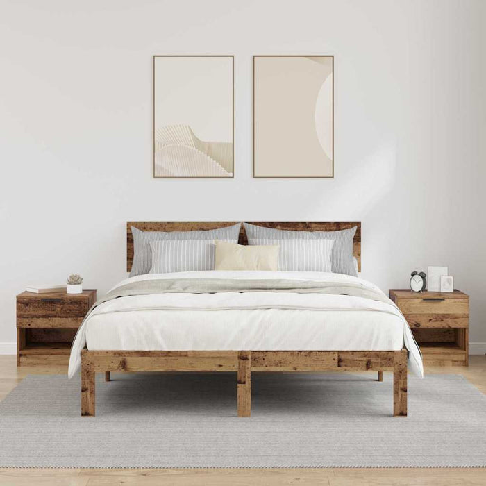 Dulap de pat 2 pcs Lemn vechi 40 x 39 x 40cm Lemn compozit - WALTI WALTI