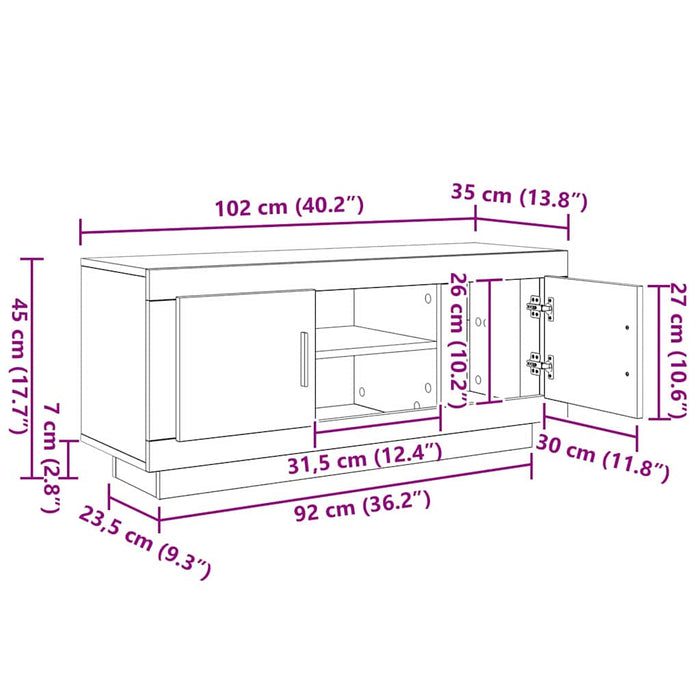 Cabinet TV Stejar Negru 102 x 35 x 45 cm Lemn compozit - WALTI WALTI