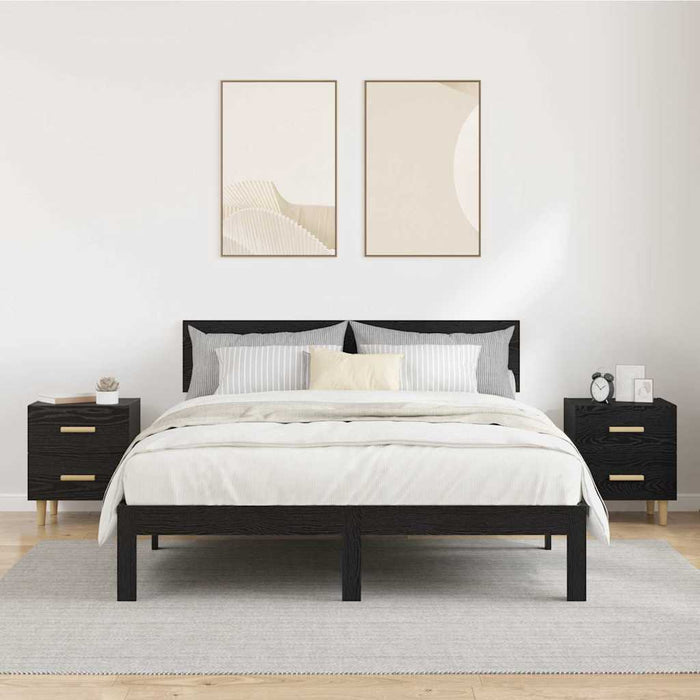 Dulap de pat 2 pcs Stejar Negru 40 x 35 x 47.5cm Lemn compozit - WALTI WALTI