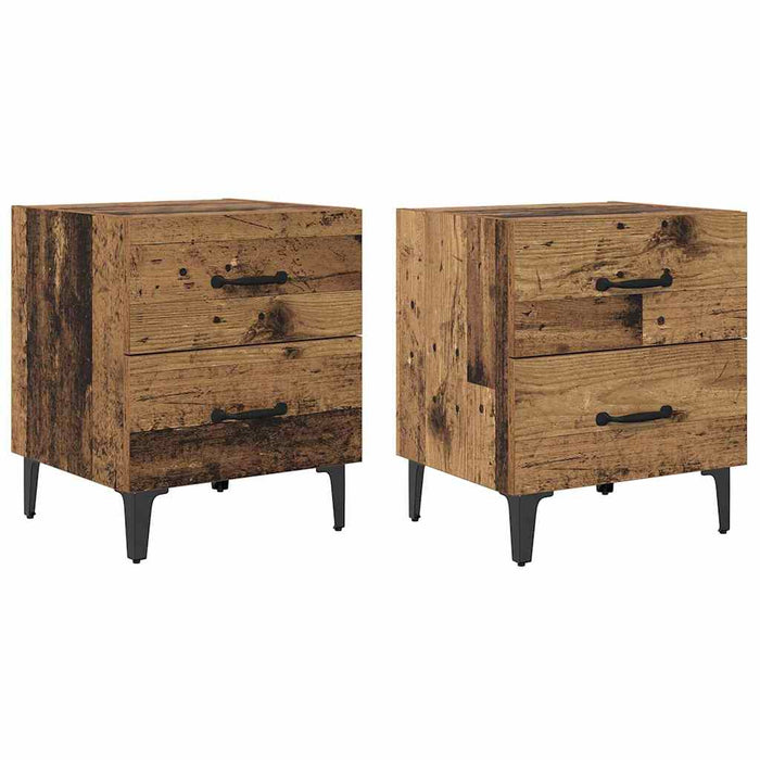 Dulap de pat 2 pcs Lemn vechi 40 x 35 x 47,5 cm Lemn compozit - WALTI WALTI