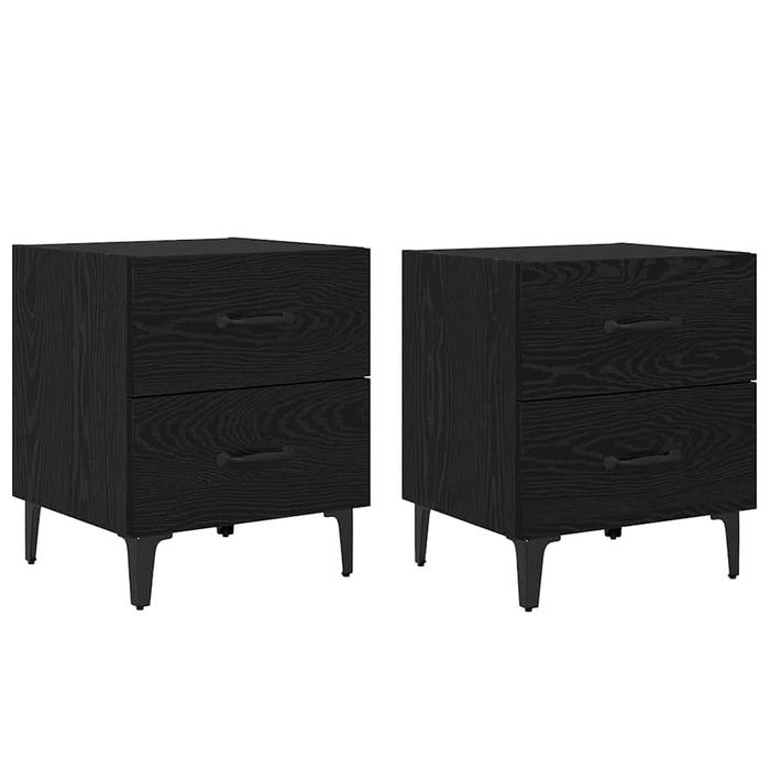 Dulap de pat 2 pcs Stejar Negru 40 x 35 x 47,5 cm Lemn compozit - WALTI WALTI