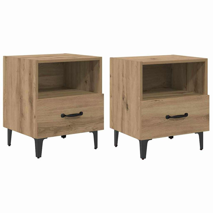 Dulap de noapte 2 pcs Stejar Artizanal 40 x 35 x 47,5 cm - WALTI WALTI