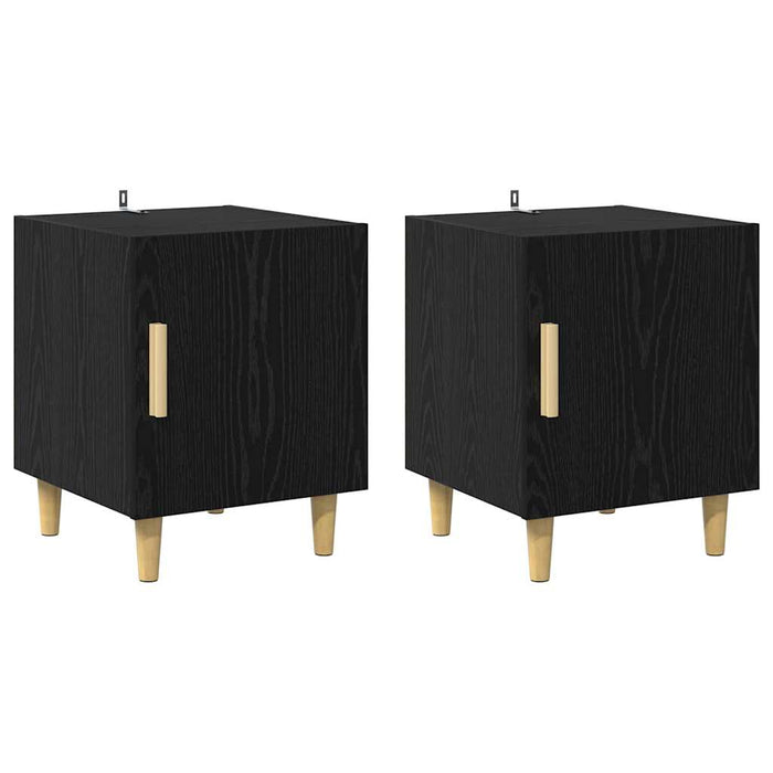 Dulap de noapte Pe perete 2 pcs Stejar Negru 40 x 40 x 50 cm - WALTI WALTI
