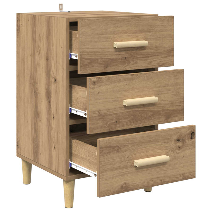 Dulap de noapte Stejar Artizanal 40 x 40 x 66 cm Lemn compozit - WALTI WALTI