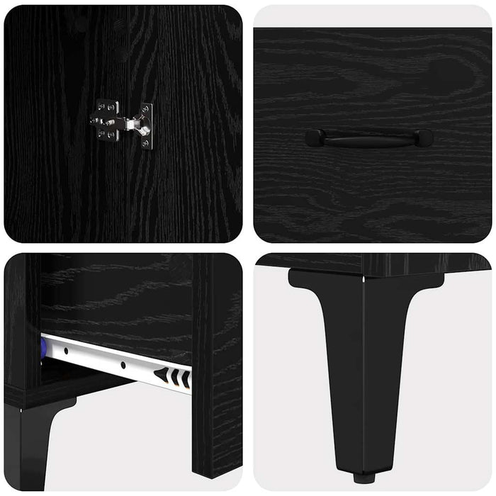 Bufet Stejar Negru 70 x 31 x 115 cm Lemn Ingineresc și Fier - WALTI WALTI