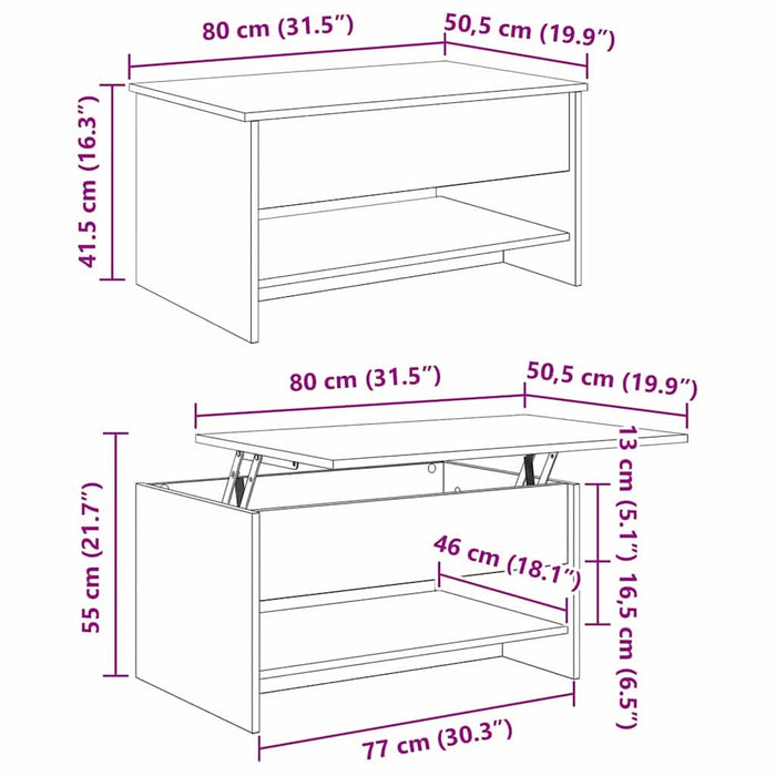 Masă de cafea Stejar Negru 80 x 50,5 x 41,5 cm Lemn compozit - WALTI WALTI