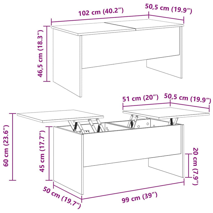 Masă de cafea Lemn Vechi 102 x 50,5 x 46,5 cm Lemn compozit - WALTI WALTI