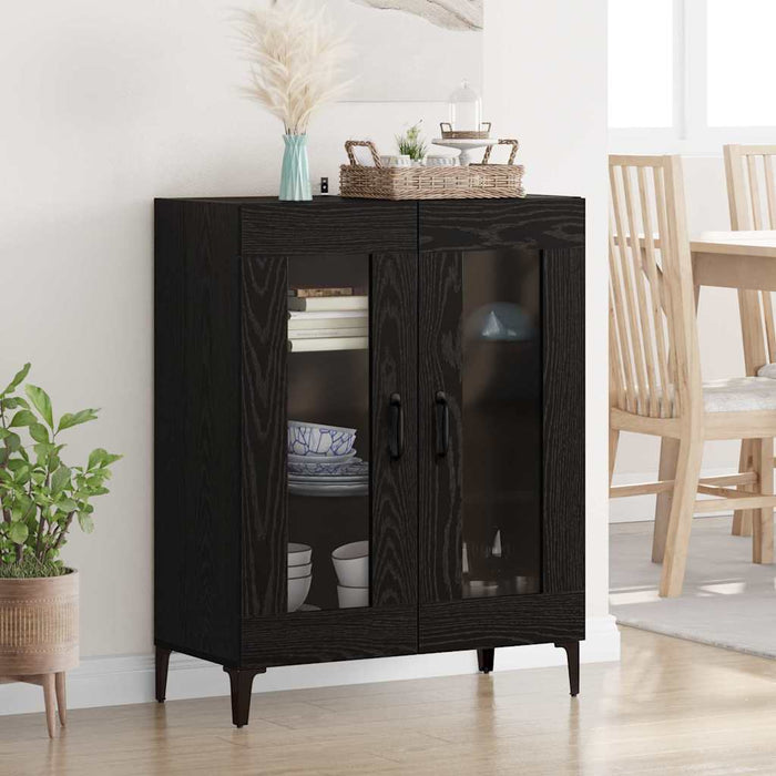 Bufet Stejar Negru 69,5 x 34 x 90 cm Lemn Ingineresc și Fier - WALTI WALTI