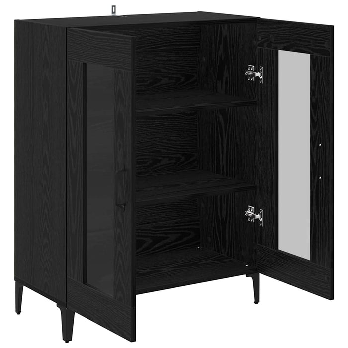 Bufet Stejar Negru 69,5 x 34 x 90 cm Lemn Ingineresc și Fier - WALTI WALTI